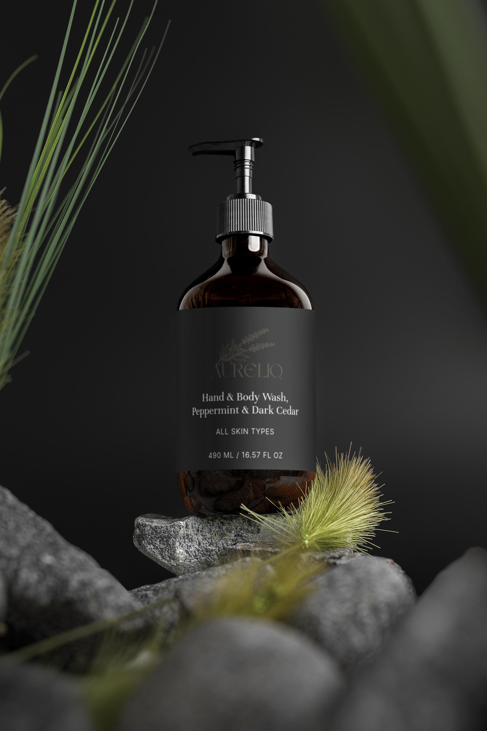 Hand & Body Wash, Peppermint & Dark Cedar